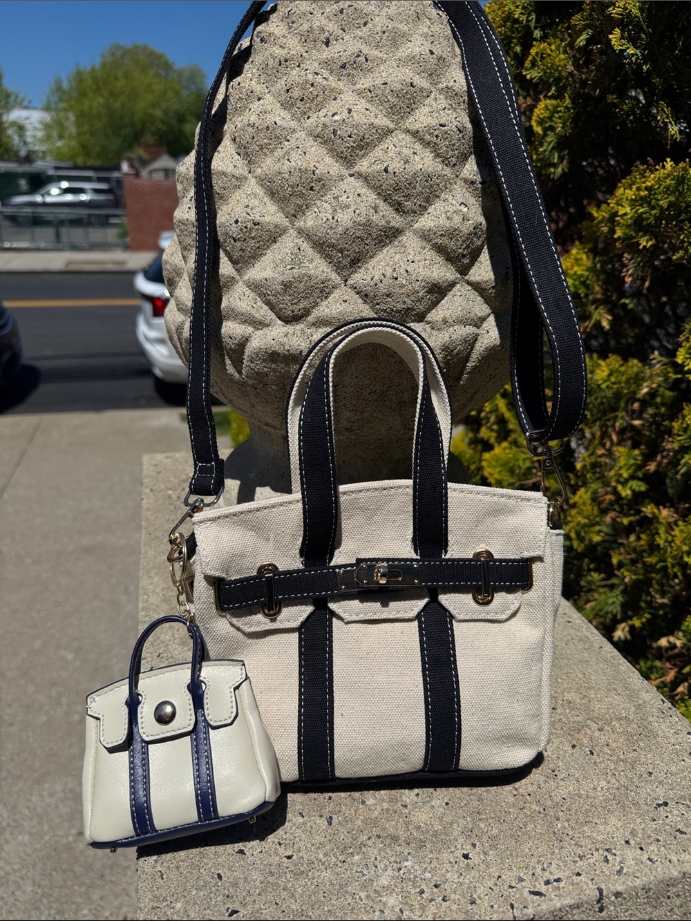 Canvas Mini Tote with Removable Mini Bag - Cream & Black Boatkin Bag NWOT’s - Picture 3 of 16